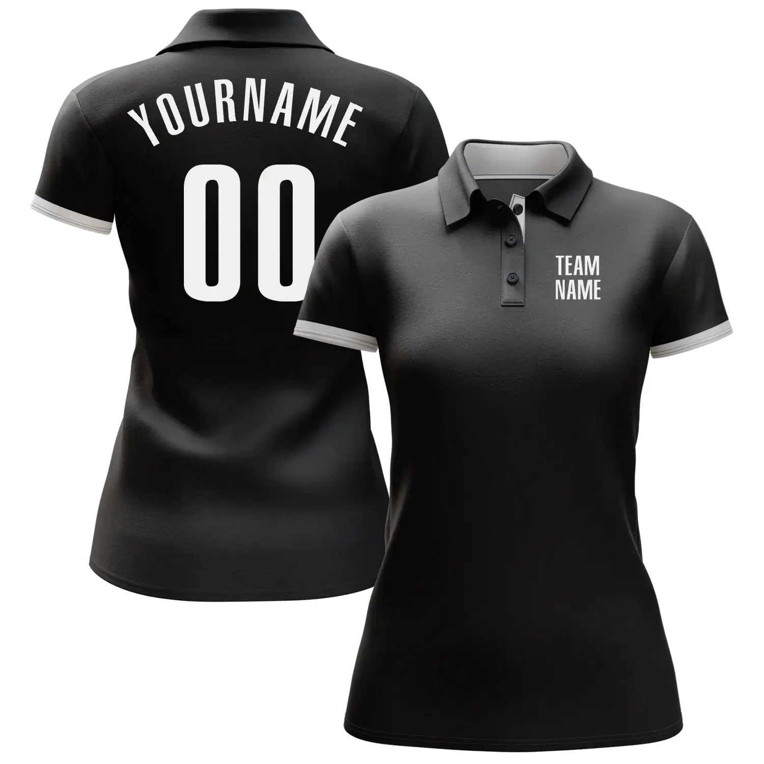 Custom Golf Polo Shirt Black White Performance Sublimation, Custom Logo, Men Women UnisexA