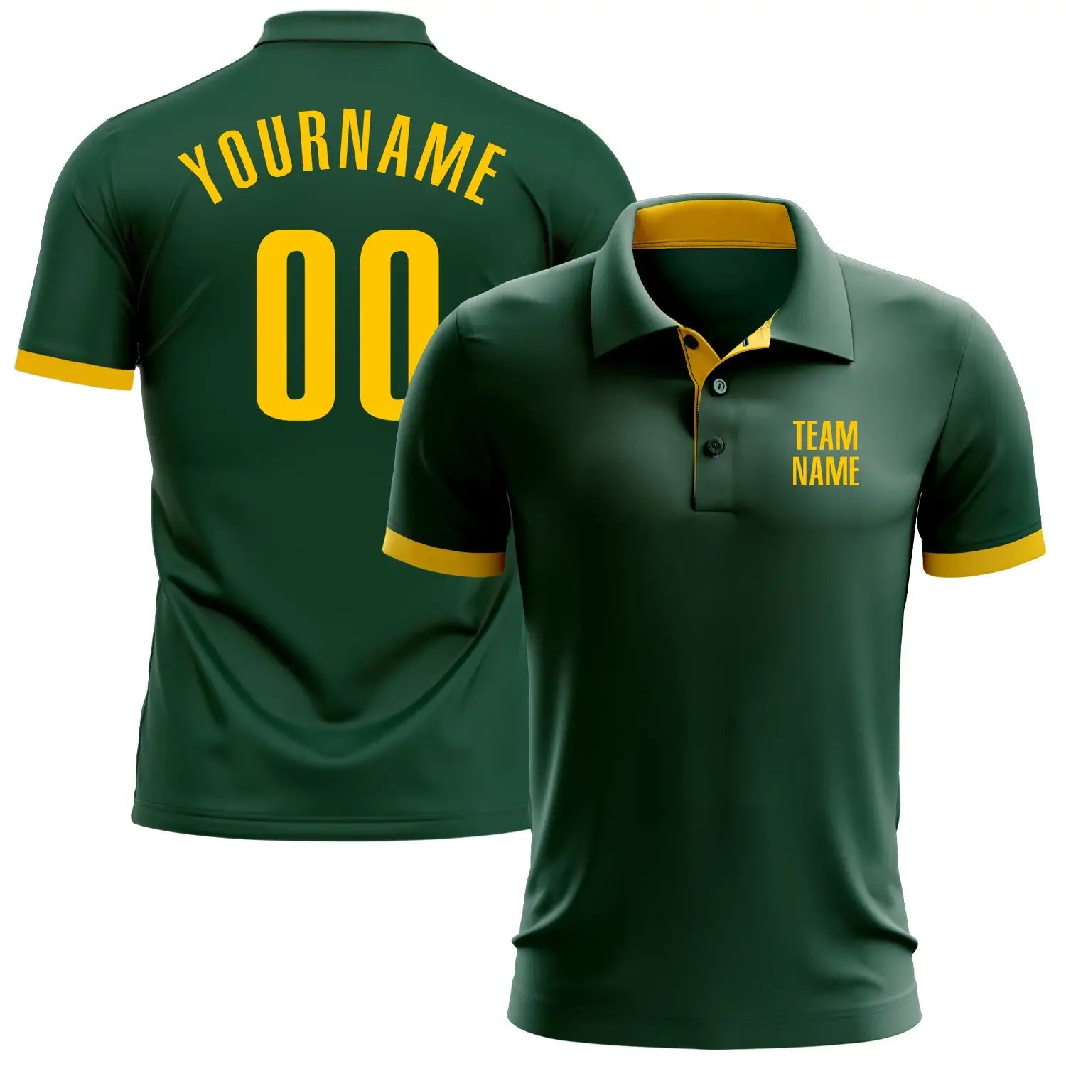 Custom Golf Polo Shirt Green Yellow Performance Sublimation, Custom Logo, Men Women Unisex