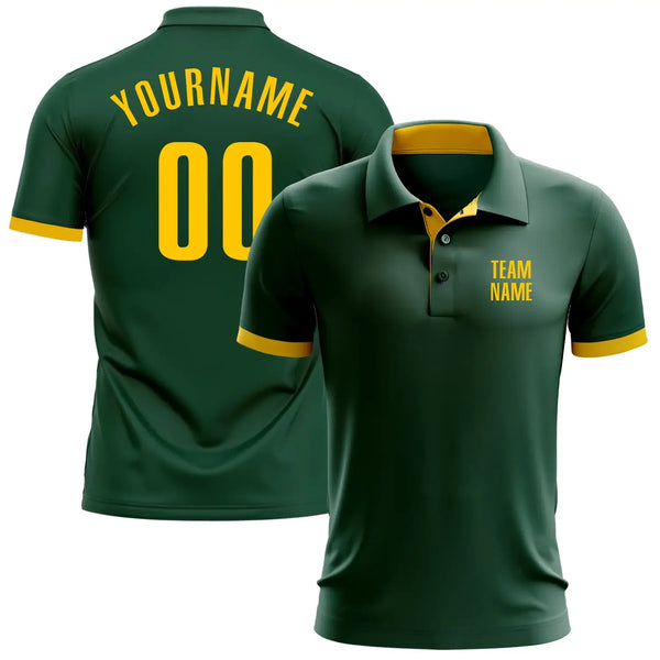 Custom Golf Polo Shirt Green Yellow Performance Sublimation, Custom Logo, Men Women Unisex