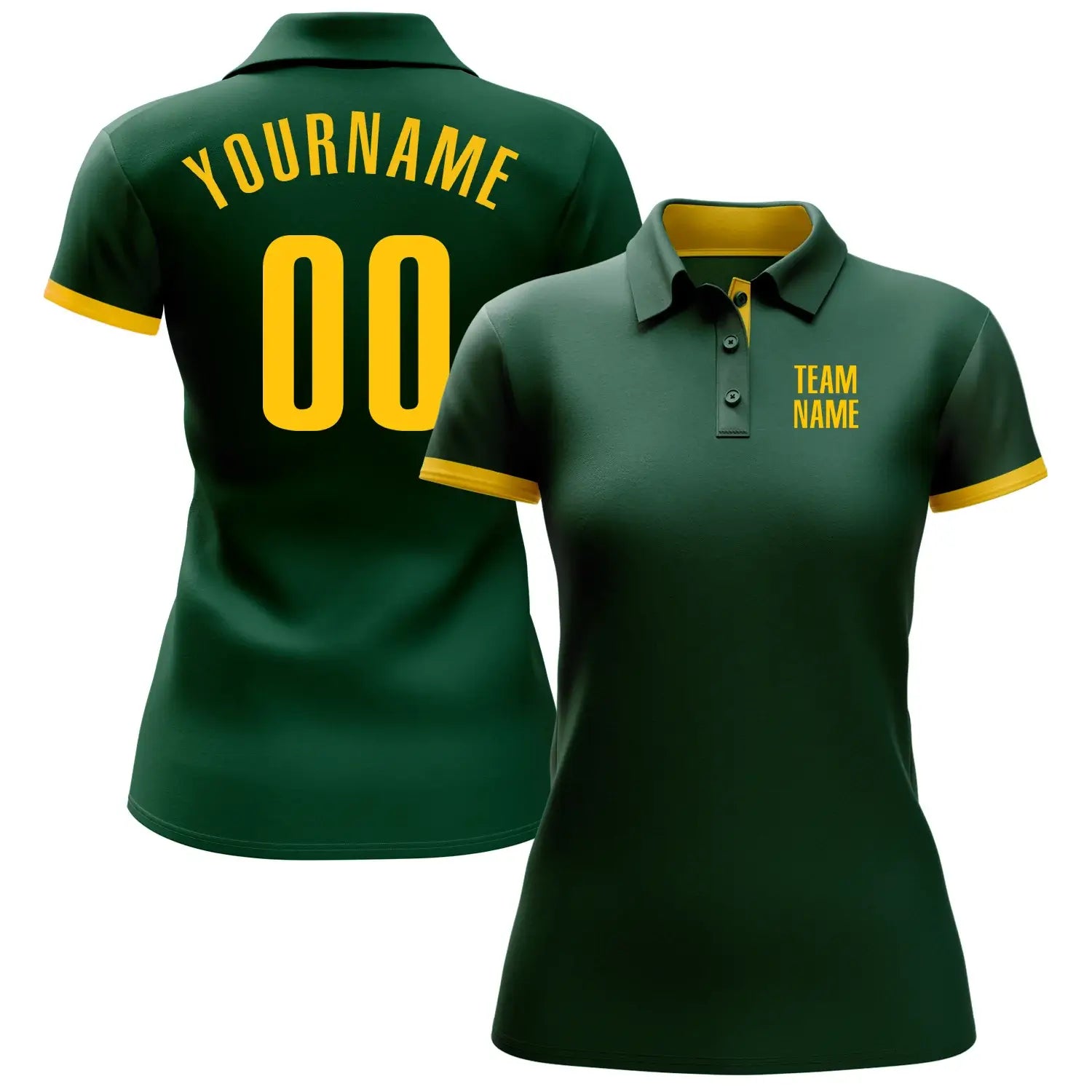 Custom Golf Polo Shirt Green Yellow Performance Sublimation, Custom Logo, Men Women Unisex