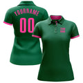 Custom Golf Polo Shirt Kelly Green Pink Performance Sublimation, Custom Logo, Men Women Unisex
