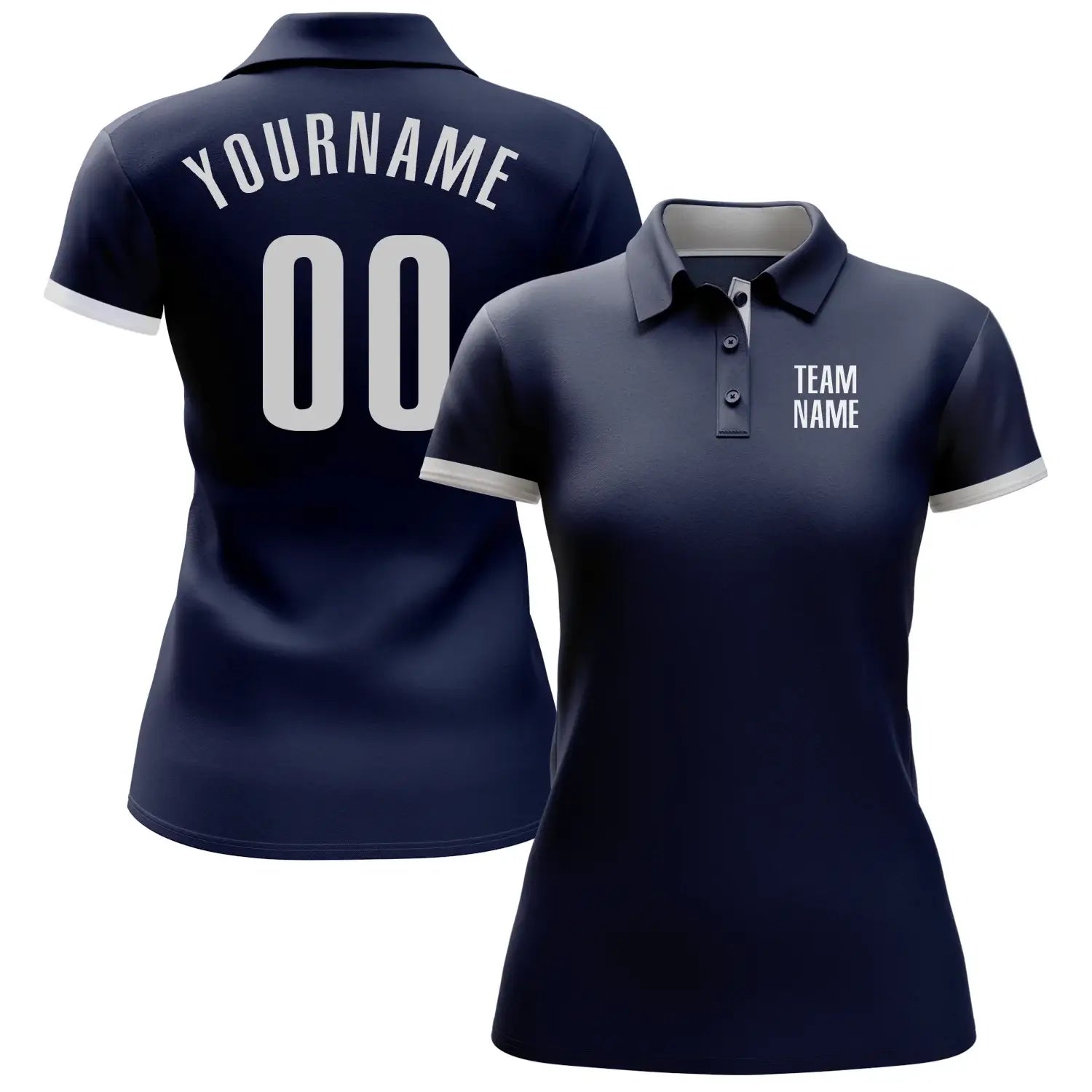 Custom Golf Polo Shirt Navy White Performance Sublimation, Custom Logo, Men Women Unisex