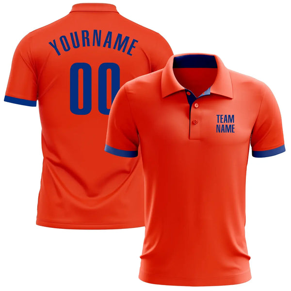 Custom Golf Polo Shirt Orange Royal Performance Sublimation, Custom Logo, Men Women Unisex