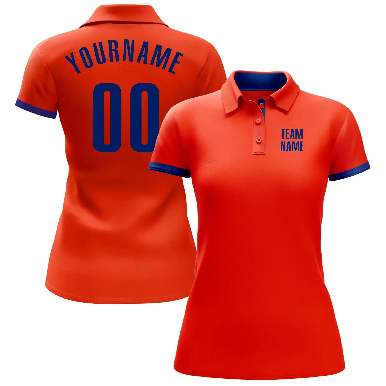 Custom Golf Polo Shirt Orange Royal Performance Sublimation, Custom Logo, Men Women Unisex