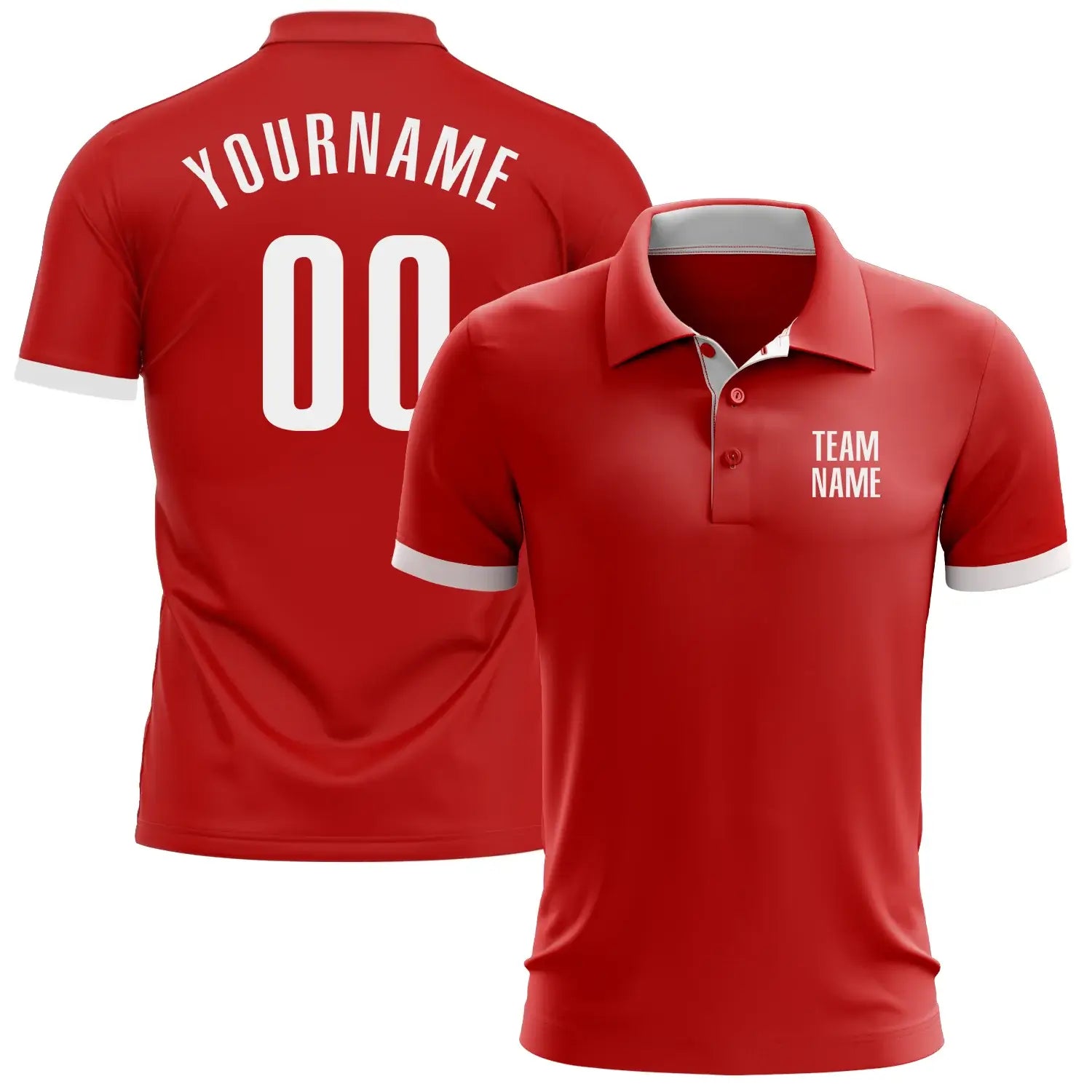 Custom Golf Polo Shirt Red White Performance Sublimation, Custom Logo, Men Women Unisex