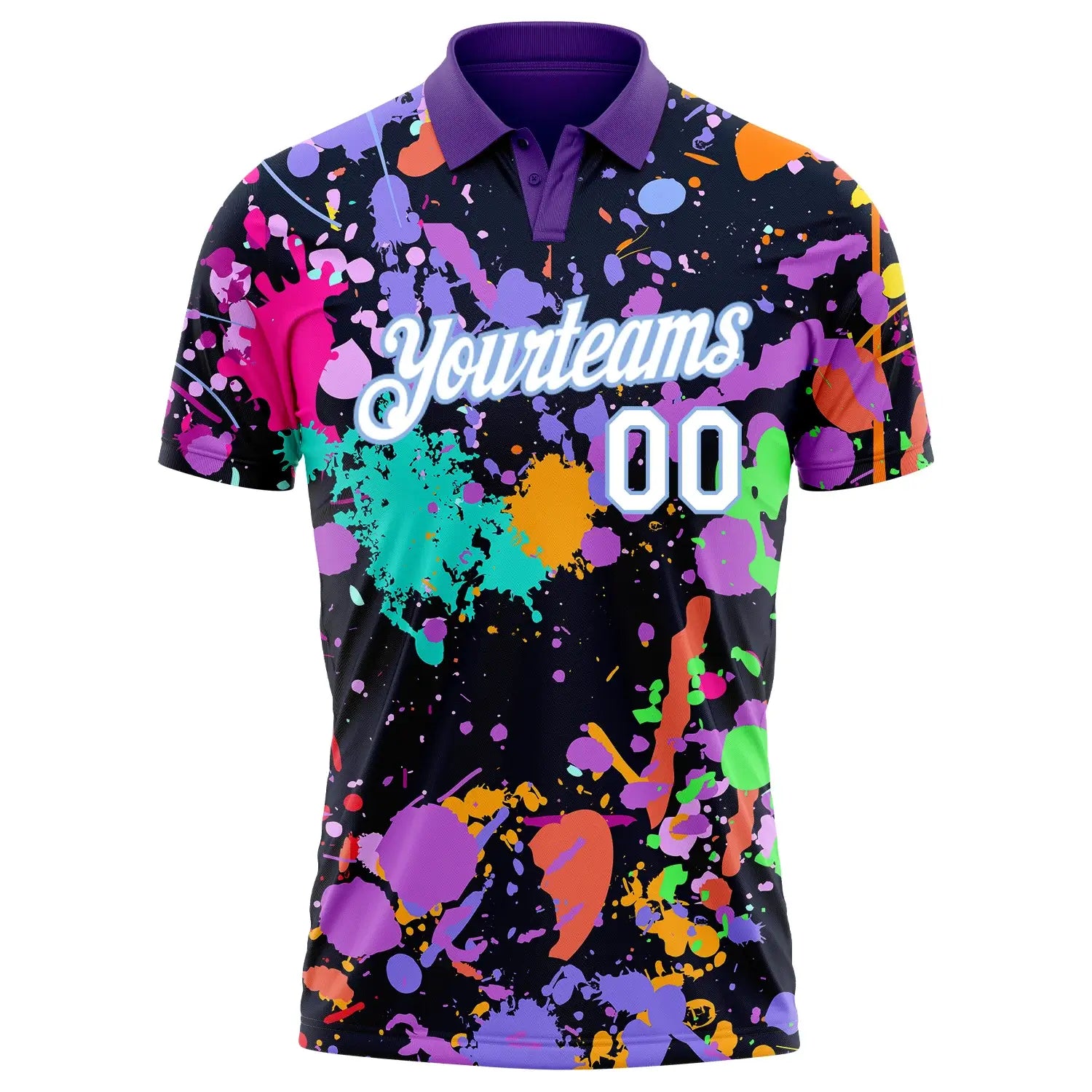Custom Graffiti Pattern Golf Polo Shirt White Light Blue 3D Splashes Performance Sublimation, Custom Logo, Men Women Unisex