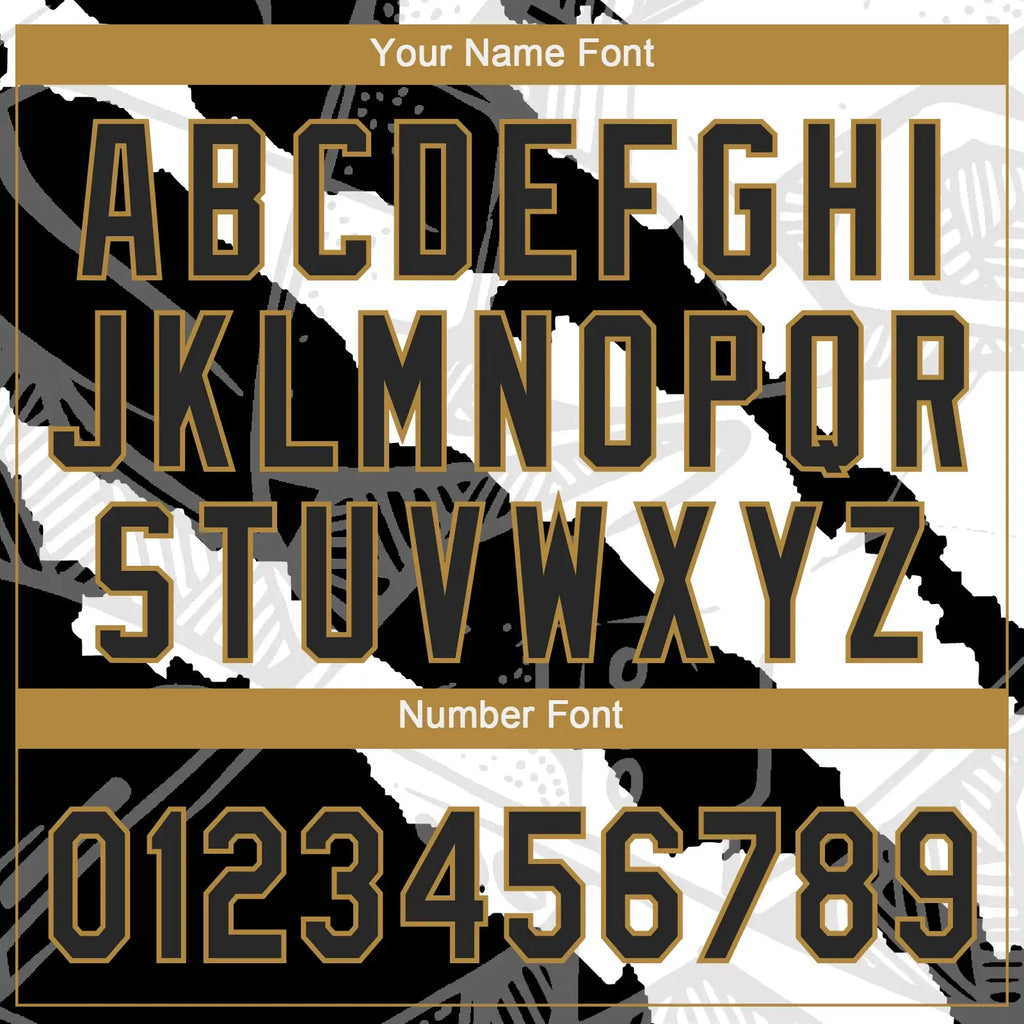 Custom 2-Button Graffiti Pattern Softball Jersey 3D Black Old Gold Sublimation, Custom Name Number, Women Girls Unisex Youth