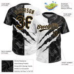 Custom 2-Button Graffiti Pattern Softball Jersey 3D Black Old Gold Sublimation, Custom Name Number, Women Girls Unisex Youth