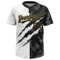 Custom 2-Button Graffiti Pattern Softball Jersey 3D Black Old Gold Sublimation, Custom Name Number, Women Girls Unisex Youth