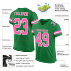 Custom Mesh Football Jersey Grass Green Pink White Pro Style Sublimation, Custom Name Number, Men Youth Unisex