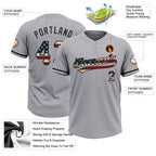 Custom 2-Button Softball Jersey Gray Vintage USA Flag Black Sublimation, Custom Name Number, Women Girls Unisex Youth