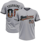 Custom 2-Button Softball Jersey Gray Vintage USA Flag Black Sublimation, Custom Name Number, Women Girls Unisex Youth