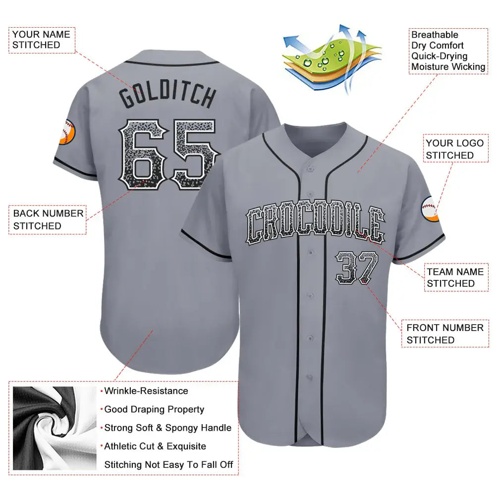 Custom Drift Fashion Baseball Jersey Gray Black White Sublimation, Custom Name Number, Men Youth Unisex