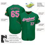 Custom Baseball Jersey Kelly Green Pink White Sublimation, Custom Name Number, Men Youth Unisex