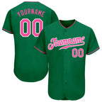 Custom Baseball Jersey Kelly Green Pink White Sublimation, Custom Name Number, Men Youth Unisex