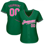 Custom Baseball Jersey Kelly Green Pink White Sublimation, Custom Name Number, Men Youth Unisex