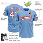 Custom 2-Button Softball Jersey Light Blue White Red Sublimation, Custom Name Number, Women Girls Unisex Youth