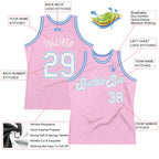 Custom Throwback Basketball Jersey Light Pink White Light Blue Sublimation, Team Uniform Kit, Custom Name Number, Unisex Men Women Youth