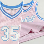 Custom Throwback Basketball Jersey Light Pink White Light Blue Sublimation, Team Uniform Kit, Custom Name Number, Unisex Men Women Youth