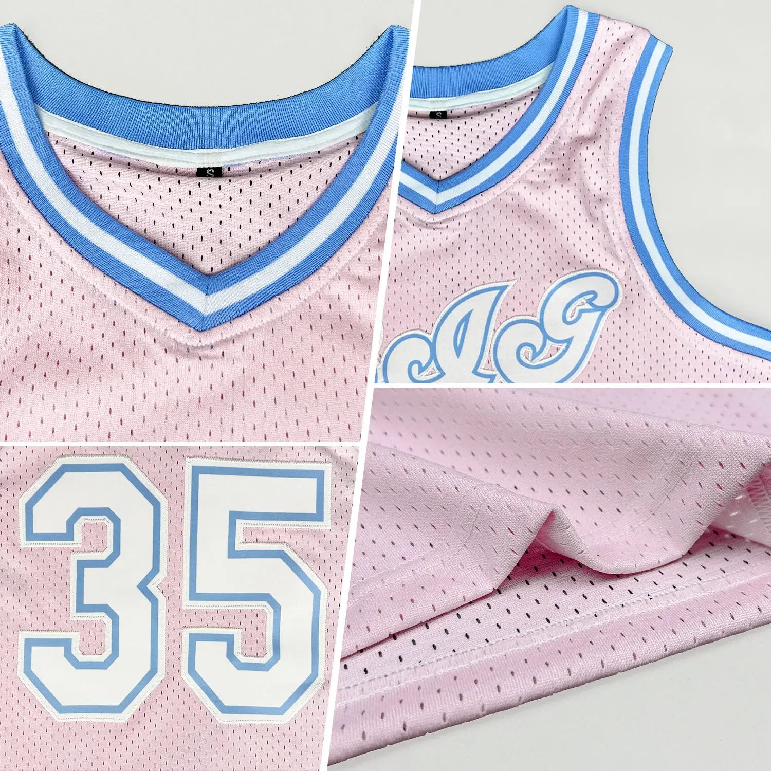 Custom Throwback Basketball Jersey Light Pink White Light Blue Sublimation, Team Uniform Kit, Custom Name Number, Unisex Men Women Youth