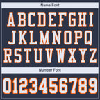 Custom Mesh Football Jersey Navy White Orange Pro Style Sublimation, Custom Name Number, Men Youth Unisex
