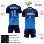 Custom Soccer Jersey Navy Powder Blue White Sublimation, Team Uniform Kit, Custom Name Number, Unisex Men Women Youth