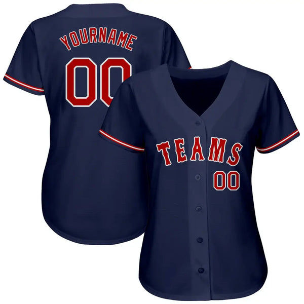 Custom Baseball Jersey Navy Red White Sublimation, Custom Name Number, Men Youth Unisex