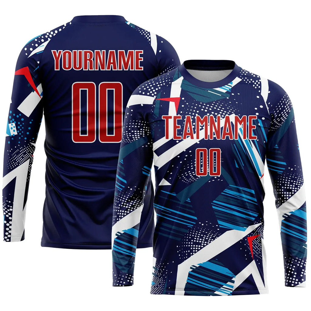 Custom Soccer Jersey Navy Red White Sublimation, Team Uniform Kit, Custom Name Number, Unisex Men Women Youth