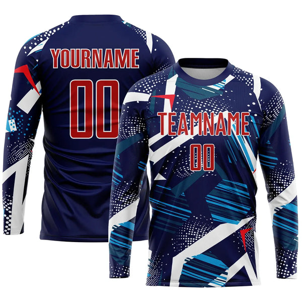 Custom Soccer Jersey Navy Red White Sublimation, Team Uniform Kit, Custom Name Number, Unisex Men Women Youth