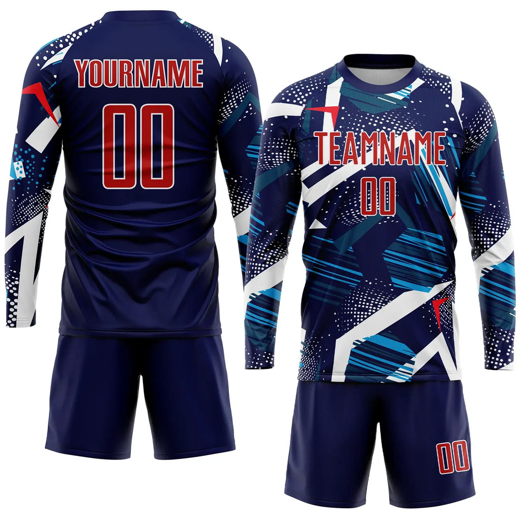 Custom Soccer Jersey Navy Red White Sublimation, Team Uniform Kit, Custom Name Number, Unisex Men Women Youth