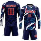 Custom Soccer Jersey Navy Red White Sublimation, Team Uniform Kit, Custom Name Number, Unisex Men Women Youth