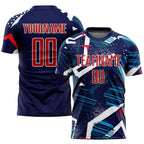 Custom Soccer Jersey Navy Red White Sublimation, Team Uniform Kit, Custom Name Number, Unisex Men Women Youth