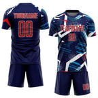 Custom Soccer Jersey Navy Red White Sublimation, Team Uniform Kit, Custom Name Number, Unisex Men Women Youth