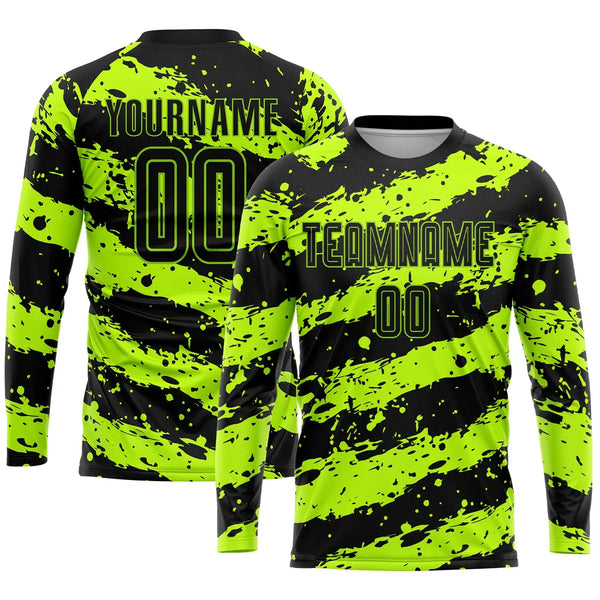 Custom Soccer Jersey Neon Green Black Sublimation, Team Uniform Kit, Custom Name Number, Unisex Men Women Youth