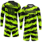 Custom Soccer Jersey Neon Green Black Sublimation, Team Uniform Kit, Custom Name Number, Unisex Men Women Youth