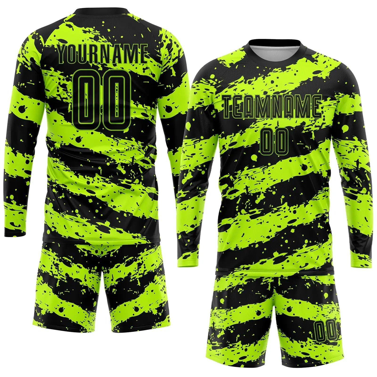 Custom Soccer Jersey Neon Green Black Sublimation, Team Uniform Kit, Custom Name Number, Unisex Men Women Youth