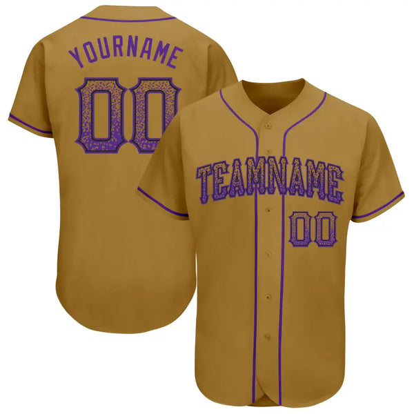 Custom Drift Fashion Baseball Jersey Old Gold Purple Black Sublimation, Custom Name Number, Men Youth Unisex