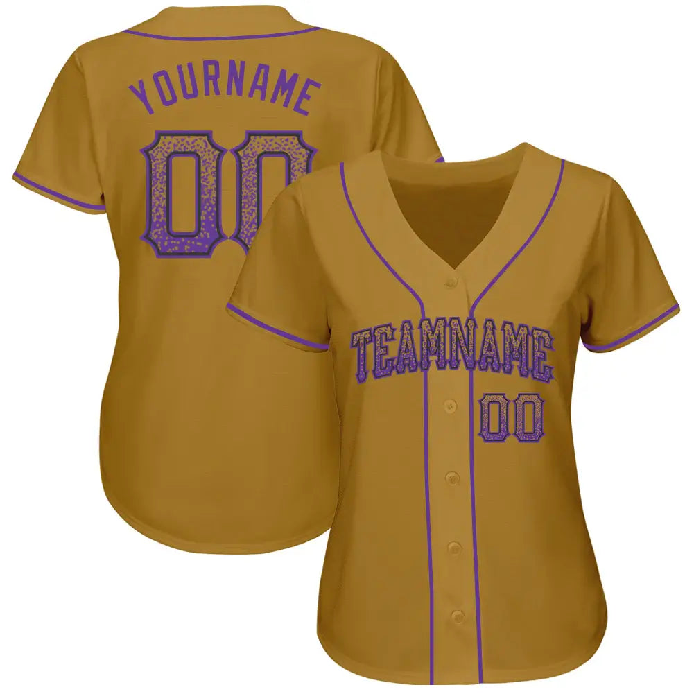 Custom Drift Fashion Baseball Jersey Old Gold Purple Black Sublimation, Custom Name Number, Men Youth Unisex