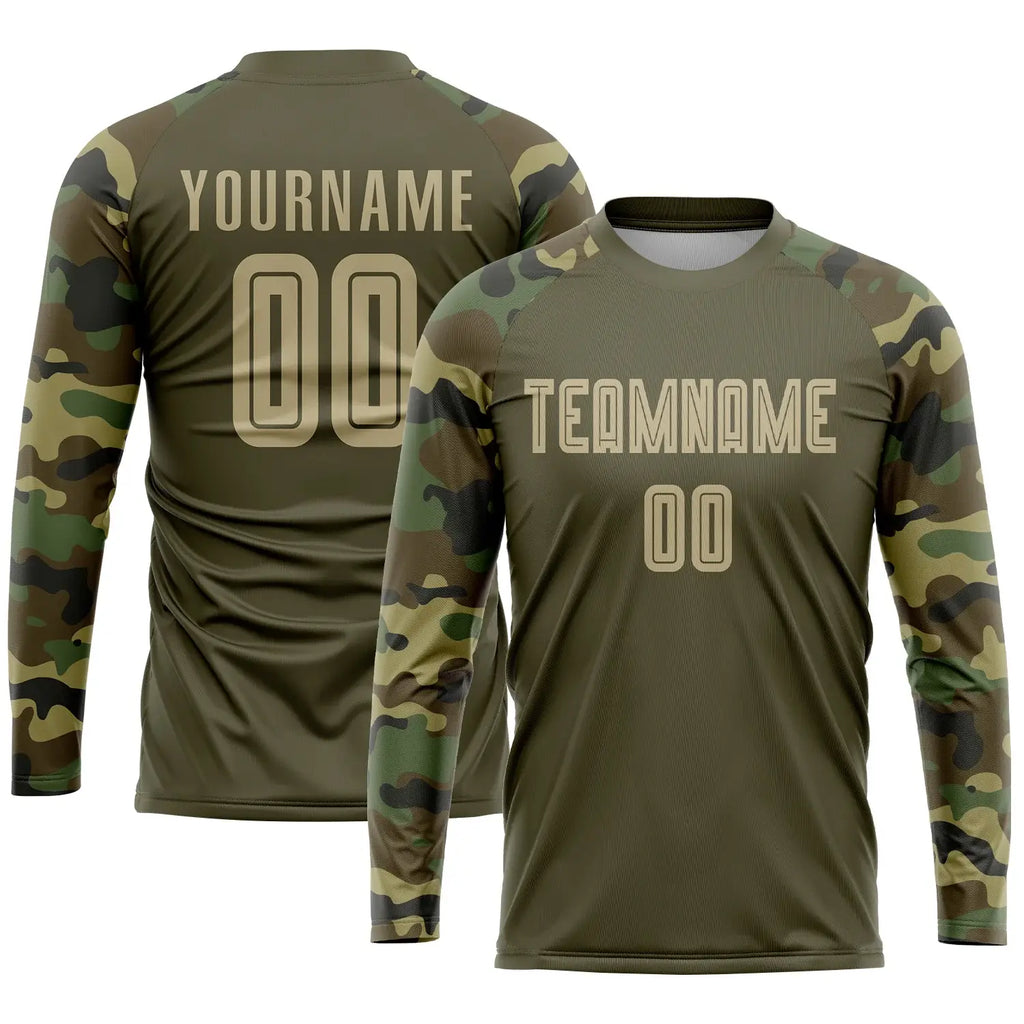 Custom Soccer Jersey Olive Vegas Gold Camo Sublimation, Team Uniform Kit, Custom Name Number, Unisex Men Women Youth