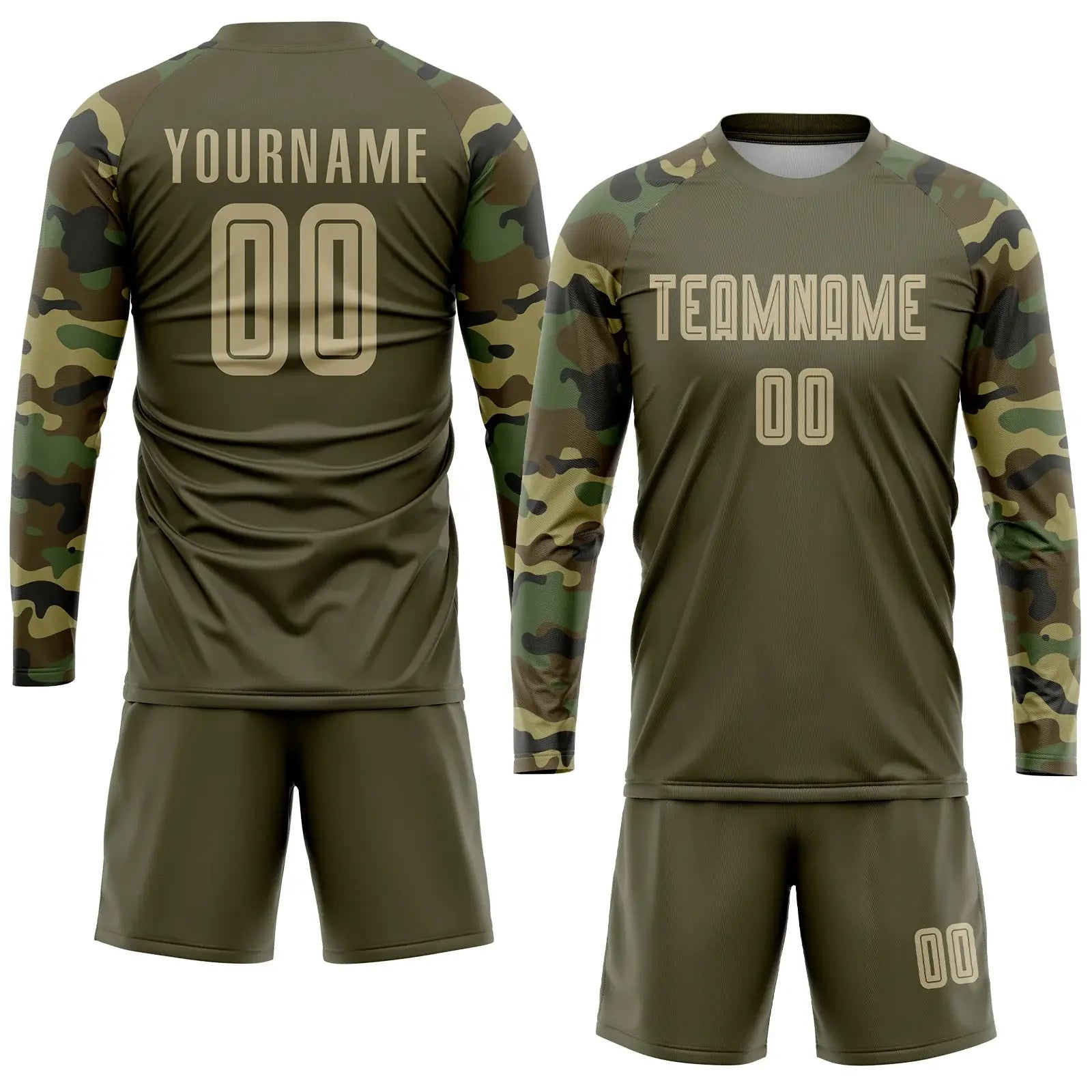 Custom Soccer Jersey Olive Vegas Gold Camo Sublimation, Team Uniform Kit, Custom Name Number, Unisex Men Women Youth