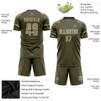 Custom Soccer Jersey Olive Vegas Gold Camo Sublimation, Team Uniform Kit, Custom Name Number, Unisex Men Women Youth
