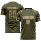 Custom Soccer Jersey Olive Vegas Gold Camo Sublimation, Team Uniform Kit, Custom Name Number, Unisex Men Women Youth