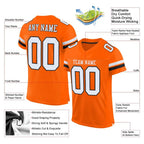 Custom Mesh Football Jersey Orange White Black Pro Style Sublimation, Custom Name Number, Men Youth Unisex
