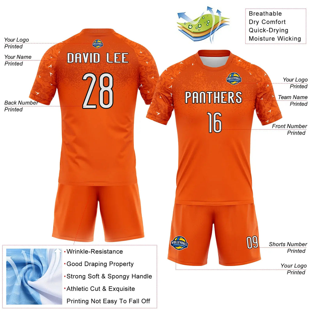 Custom Abstract Shape Volleyball Jersey Orange White Black Sublimation, Custom Name Number, Women Girls Unisex Youth