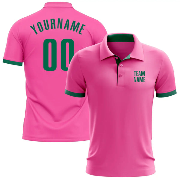 Custom Pink Kelly Green Golf Polo Shirt Performance Sublimation, Custom Logo, Men Women Unisex