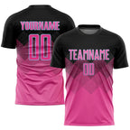 Custom Soccer Jersey Pink Black Light Blue Gradient Square Shape Sublimation, Team Uniform Kit, Custom Name Number, Unisex Men Women Youth