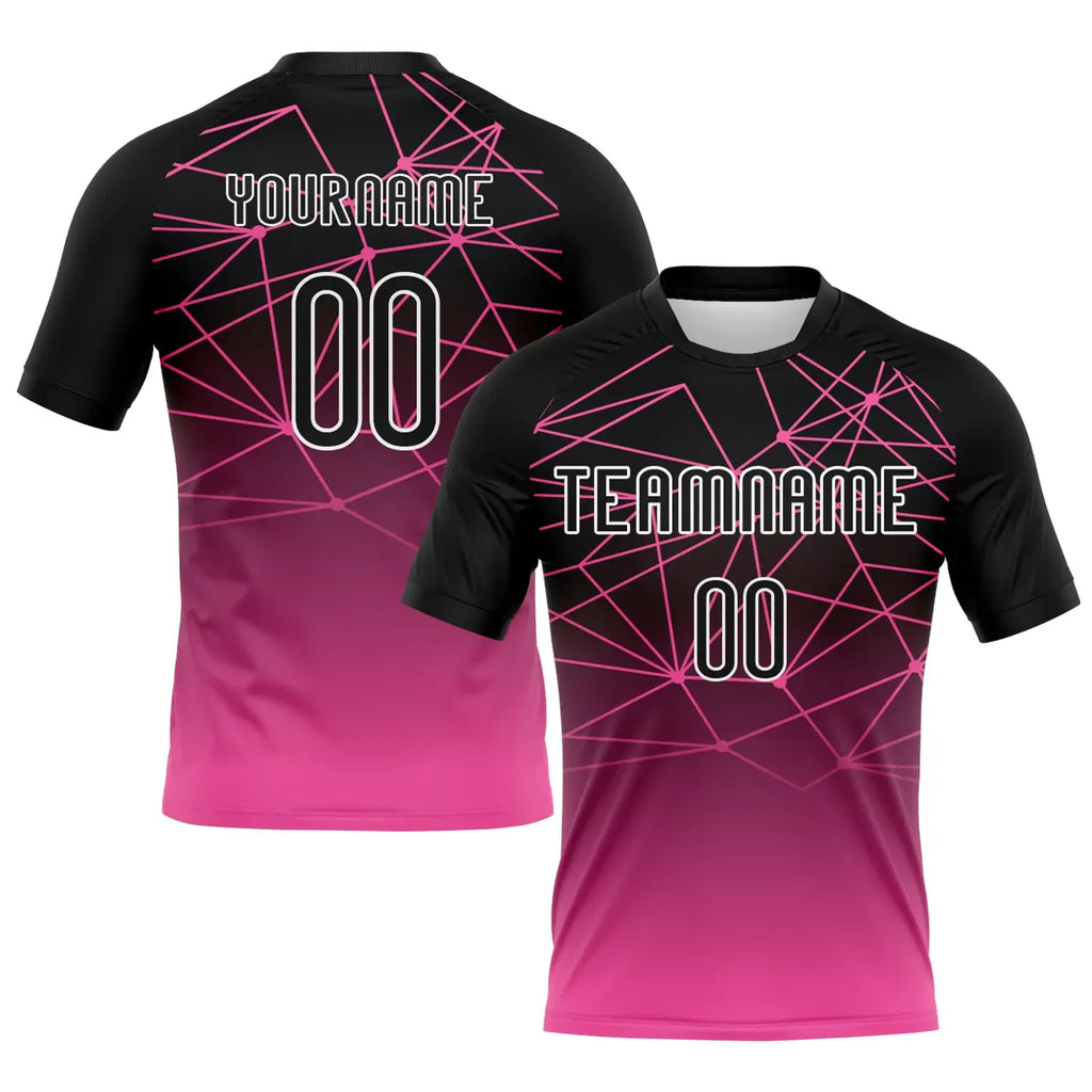 Custom Abstract Network Volleyball Jersey Pink Black White Sublimation, Custom Name Number, Women Girls Unisex Youth