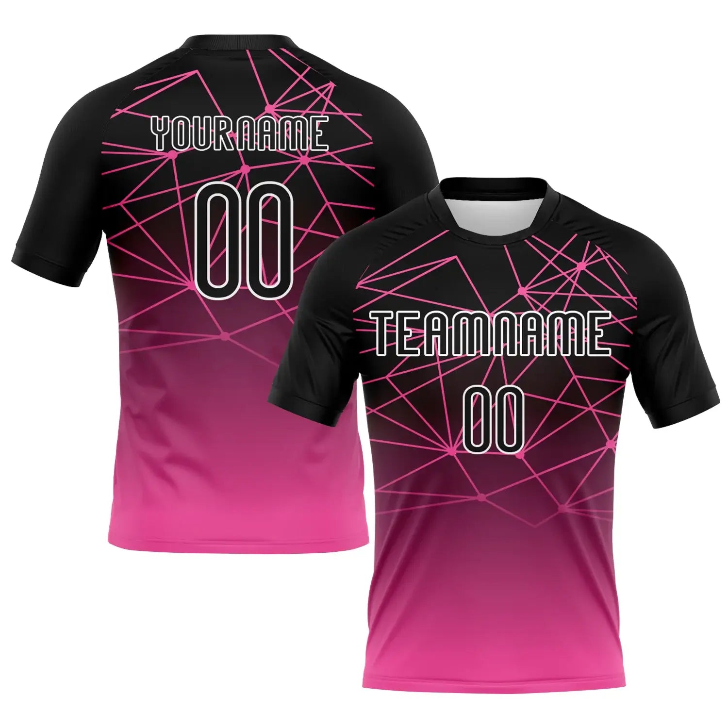 Custom Abstract Network Volleyball Jersey Pink Black White Sublimation, Custom Name Number, Women Girls Unisex Youth