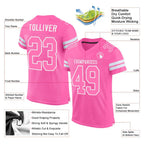 Custom Mesh Football Jersey Pink White Pro Style Sublimation, Custom Name Number, Men Youth Unisex
