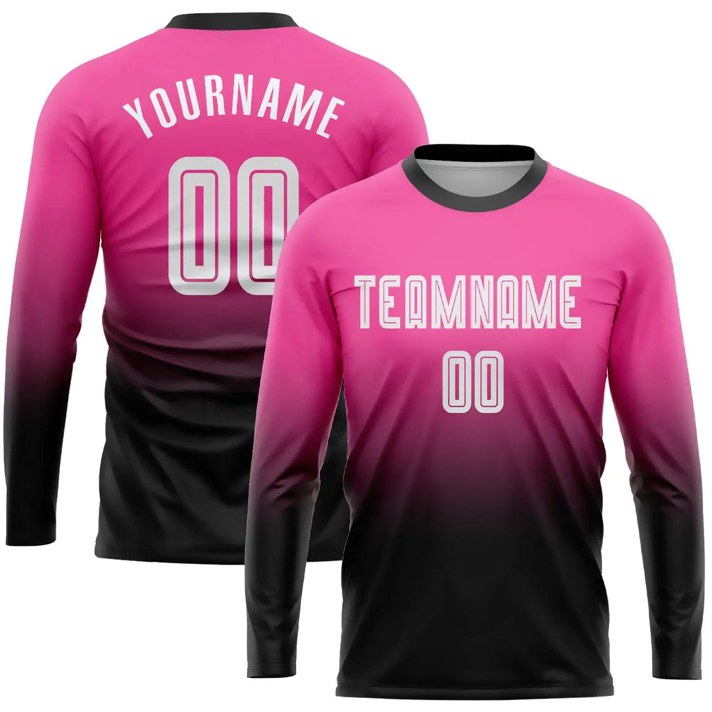 Custom Soccer Jersey Pink White Black Sublimation, Team Uniform Kit, Custom Name Number, Unisex Men Women Youth